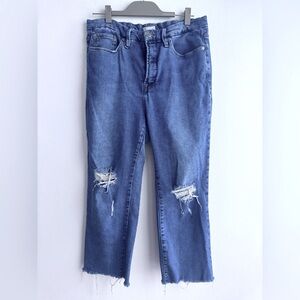 Good American Blue Ripped Skinny Jeans High Rise